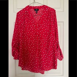 Jones New York Signature Long Sleeve Top, Red, Size XS, Pre-owned